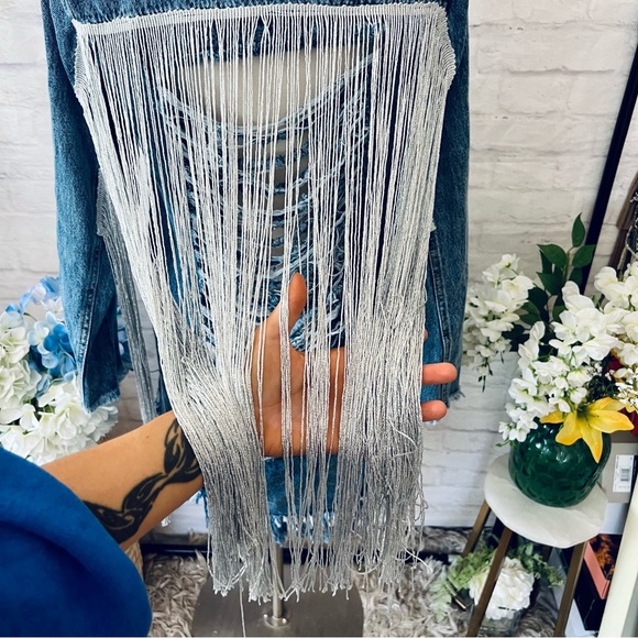 Long Tassel Back Denim Jacket - Picture 3 of 16